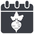 Calendar page with a beet icon representing harvest or planting time Royalty Free Stock Photo