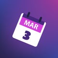 Calendar Page Design for Day of 3rd March - Banner, Design Element for Web, Flyers, Posters, Useful for Designs