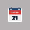 Calendar Page Design for Day of 21st February - Banner, Design Element for Web, Flyers, Posters