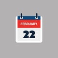 Calendar Page Design for Day of 22nd February - Banner, Design Element for Web,
