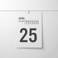 Signifies the date. The page is white with black text and hangs Royalty Free Stock Photo