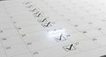 Calendar page displaying a grid of numbered dates. Each date has an empty checkbox next to it, Royalty Free Stock Photo