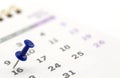 calendar page with drawing-pin Royalty Free Stock Photo