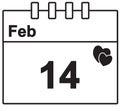Calendar page for February 14th for the Valentine