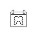 Calendar page with human tooth line icon