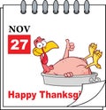 Calendar Page With Smiling Turkey Bird In The Saucepan Giving A Thumb Up Royalty Free Stock Photo