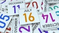 Calendar page shows July 16 date. 3D rendering Royalty Free Stock Photo