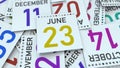 Calendar page shows June 23 date, 3D rendering Royalty Free Stock Photo