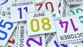 Calendar page shows June 8 date. 3D rendering Royalty Free Stock Photo