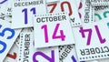 Calendar page shows October 14 date. 3D rendering Royalty Free Stock Photo