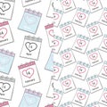 Calendar pages seamless patterns with St Valentines Day, White and Black Day date. Set of 2. Texture