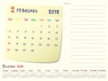 February 2018 Calendar Paper Note Design Royalty Free Stock Photo