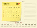 February 2020 Calendar Paper Note Design Royalty Free Stock Photo