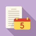 Calendar paper report icon flat vector. Business document