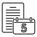 Calendar paper report icon outline vector. Business document
