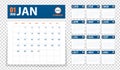 2018 calendar in paper stickers with shadow style. Blue and orange Royalty Free Stock Photo