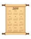 2014 calendar on parchment roll