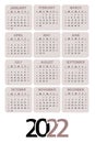 Calendar 2022. On a pink background. A set of desktop calendars for 2022, a wall calendar design, a Planner, the