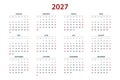 Calendar Planner for 2027. Calendar template for 2027. Corporate and business calendar 27. Week start Sunday corporate