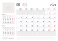 Calendar 2024 Planner Corporate Template Design - June Month