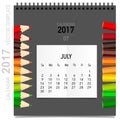 2017 Calendar planner design, monthly calendar template Royalty Free Stock Photo