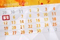 Calendar planner for the month, deadline day of the week 2018 november, 5, monday Royalty Free Stock Photo