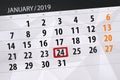 Calendar planner for the month january 2019, deadline day, 24, thursday Royalty Free Stock Photo