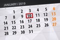 Calendar planner for the month january 2019, deadline day, 10, thursday Royalty Free Stock Photo