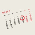 Calendar planner for the month march 2020, 13 Friday in red circle