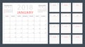 Calendar planner for 2018 starts sunday, vector calendar design 2018 year Royalty Free Stock Photo