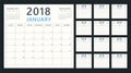 Calendar planner for 2018 starts sunday, vector calendar design 2018 year Royalty Free Stock Photo