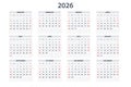 Calendar Planner for 2026. Calendar template for 2026. Corporate and business calendar 26. Week Starts on Sunday
