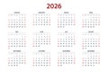 Calendar Planner for 2026. Calendar template for 2026. Corporate and business calendar 26. Week Starts on Sunday