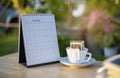 2022 Calendar for Planner to manage and plan daily agenda, appointment, and timetable for a job. Calender,  and drift coffee Royalty Free Stock Photo
