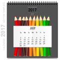 2017 Calendar planner vector design, monthly calendar template Royalty Free Stock Photo