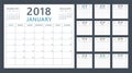 Calendar planner for 2018 starts sunday, vector calendar design 2018 year Royalty Free Stock Photo