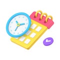 Calendar planning deadline time management agenda date 3d icon realistic vector illustration