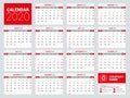 2020 calendar planning. English planner.