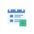 Calendar plus icon. Simple color vector elements of almanac icons for ui and ux, website or mobile application