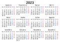 2023 calendar, Portuguese, Monday