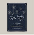 Bundle of vertical Christmas and New Year greeting card, flyer, poster or party invitation templates with holiday wishes and tradi