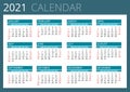2021 Calendar, Print Template with Place for Photo, Your Logo and Text. Week Starts Sunday. Portrait Orientation. Set of
