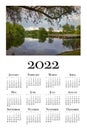 Calendar for 2022. Printable wall calendar, week starts on Monday.