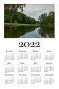 Calendar for 2022. Printable wall calendar, week starts on Monday.