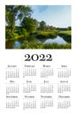 Calendar for 2022. Printable wall calendar, week starts on Monday.