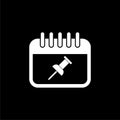 Calendar with Push Pin Button Label  on black background Royalty Free Stock Photo