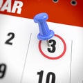 Calendar and pushpin Royalty Free Stock Photo