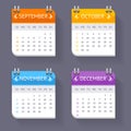 Calendar Quarter Month Set. Vector