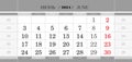 Calendar quarterly block for 2024 year, June 2024. Wall calendar, English and Russian language. Week starts from Monday