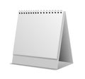 Calendar. Realistic monthly or weekly organizer. White empty desktop stand. Office stationery template for branding. Blank paper